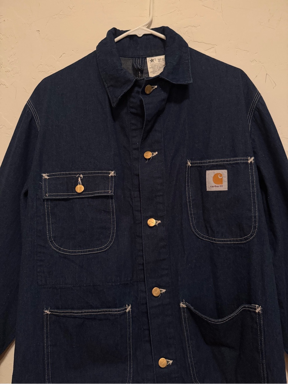 Vintage Carhartt 8C Unlined Indigo Denim Chore Coat Size 40